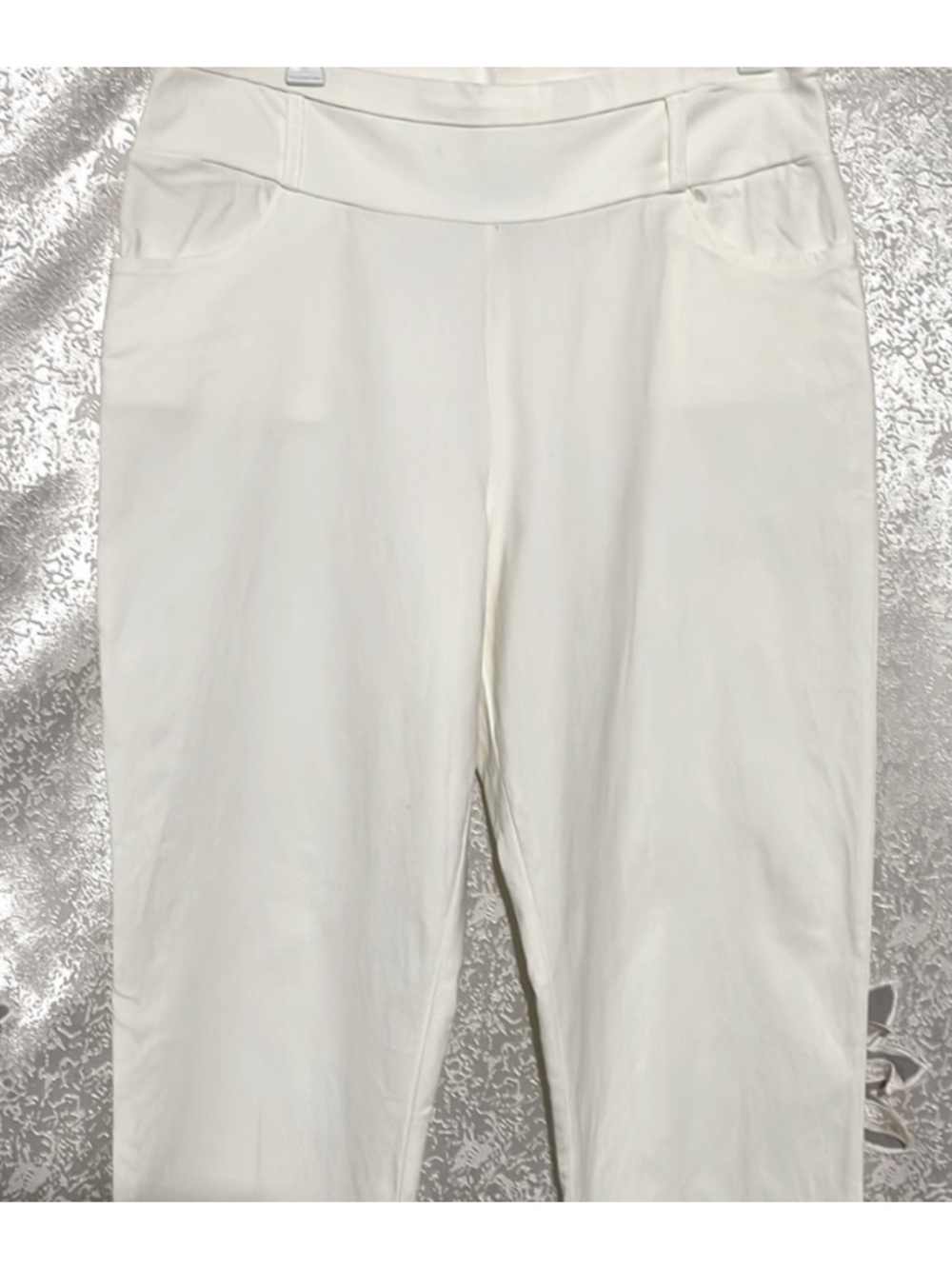 Slim Straight White Pull-On Pants